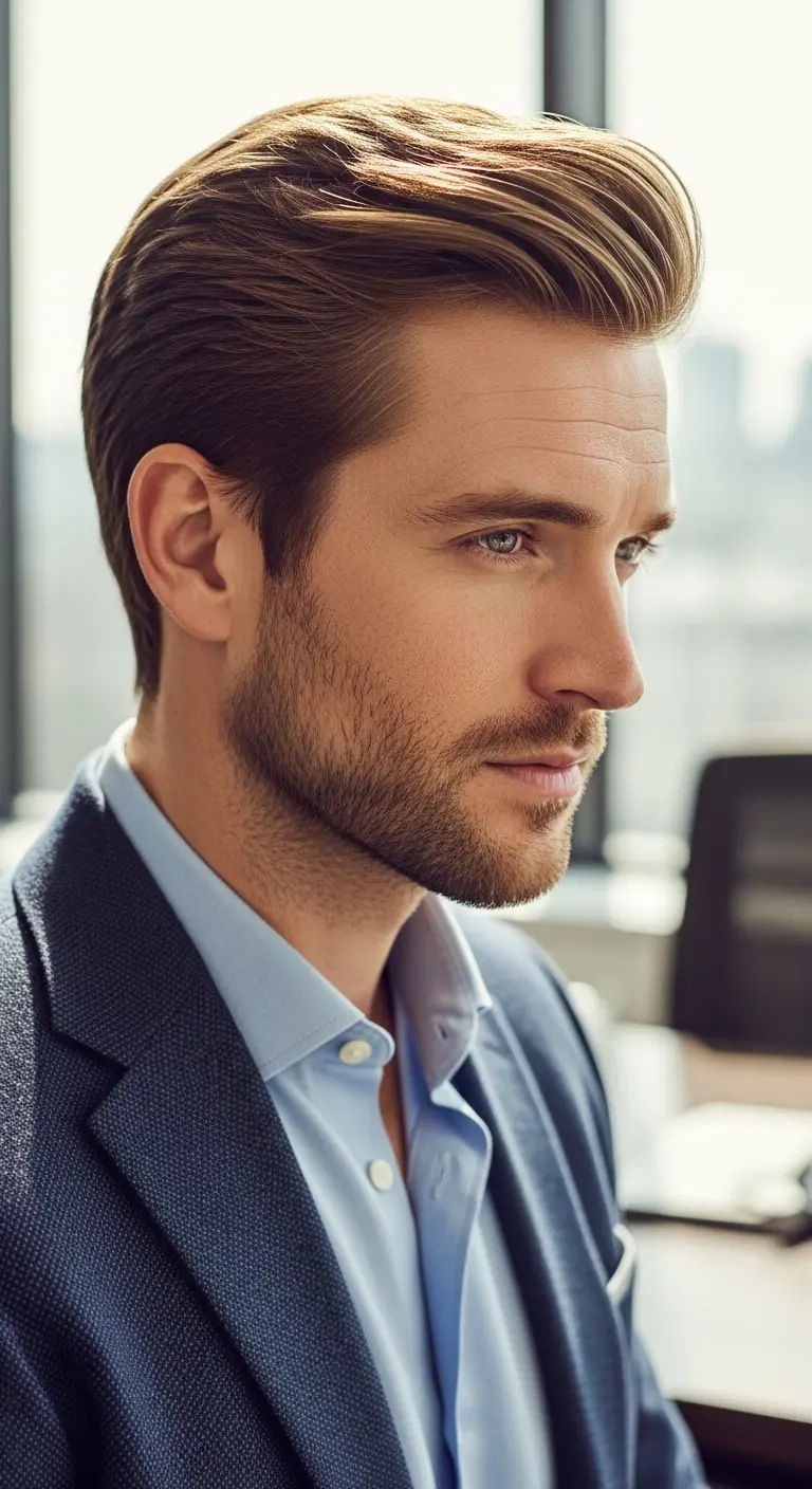 Flow Hairstyle for Men: 10 Ideas That Feels Fresh & Modern 14 Business-Casual Flow With Natural Shine