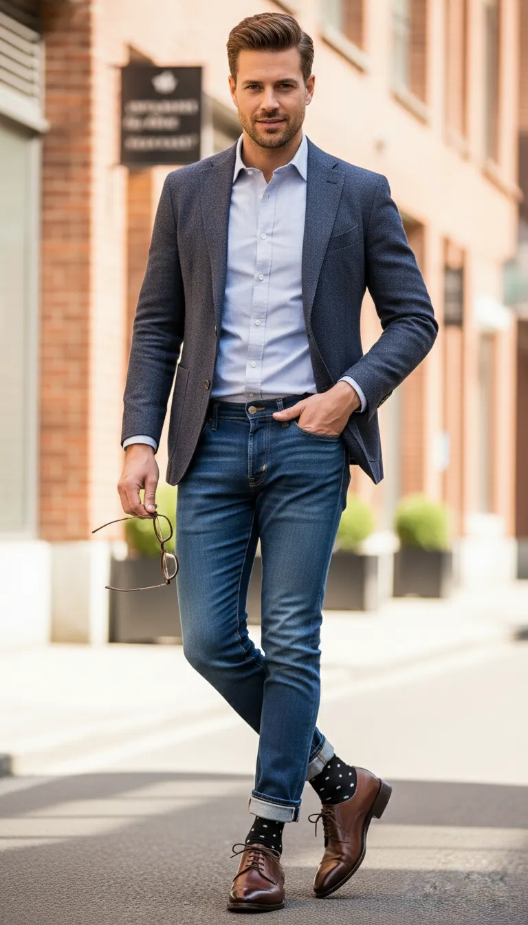 Business Casual Outfits for Men: 9 Ideas That Actually Work 10 Dress Shoes, Casual Vibes: Derby + Sock Game