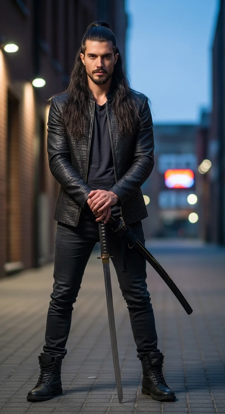 Master 10 Groomed Long Hair Hairstyles Ideas for Men 8 Half-Up, Half-Down “Modern Samurai”