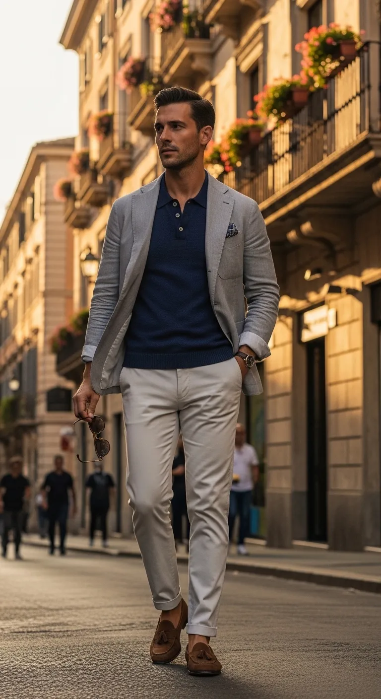 11 Men’S Summer Blazer Style Ideas That Look Effortless 11 Knit Polo Under a Blazer