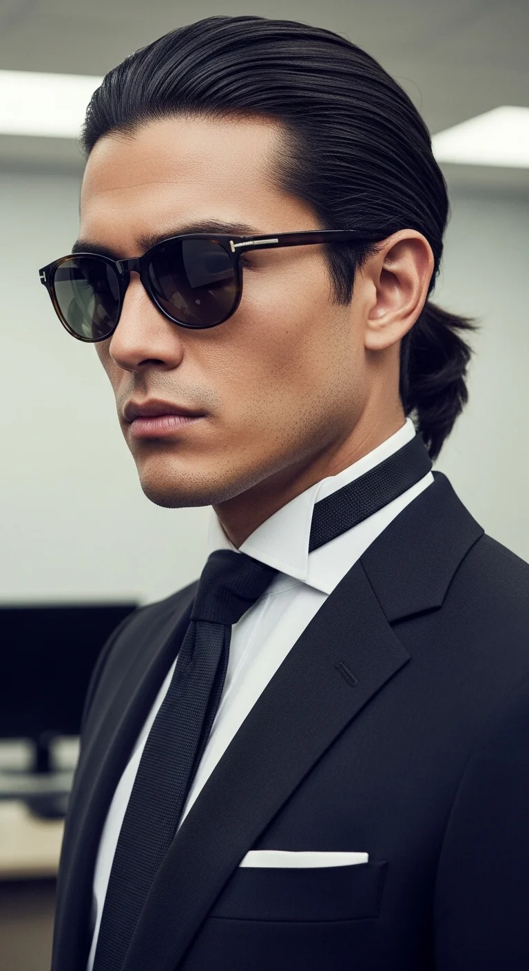 Master 10 Groomed Long Hair Hairstyles Ideas for Men 6 Low Sleek Ponytail