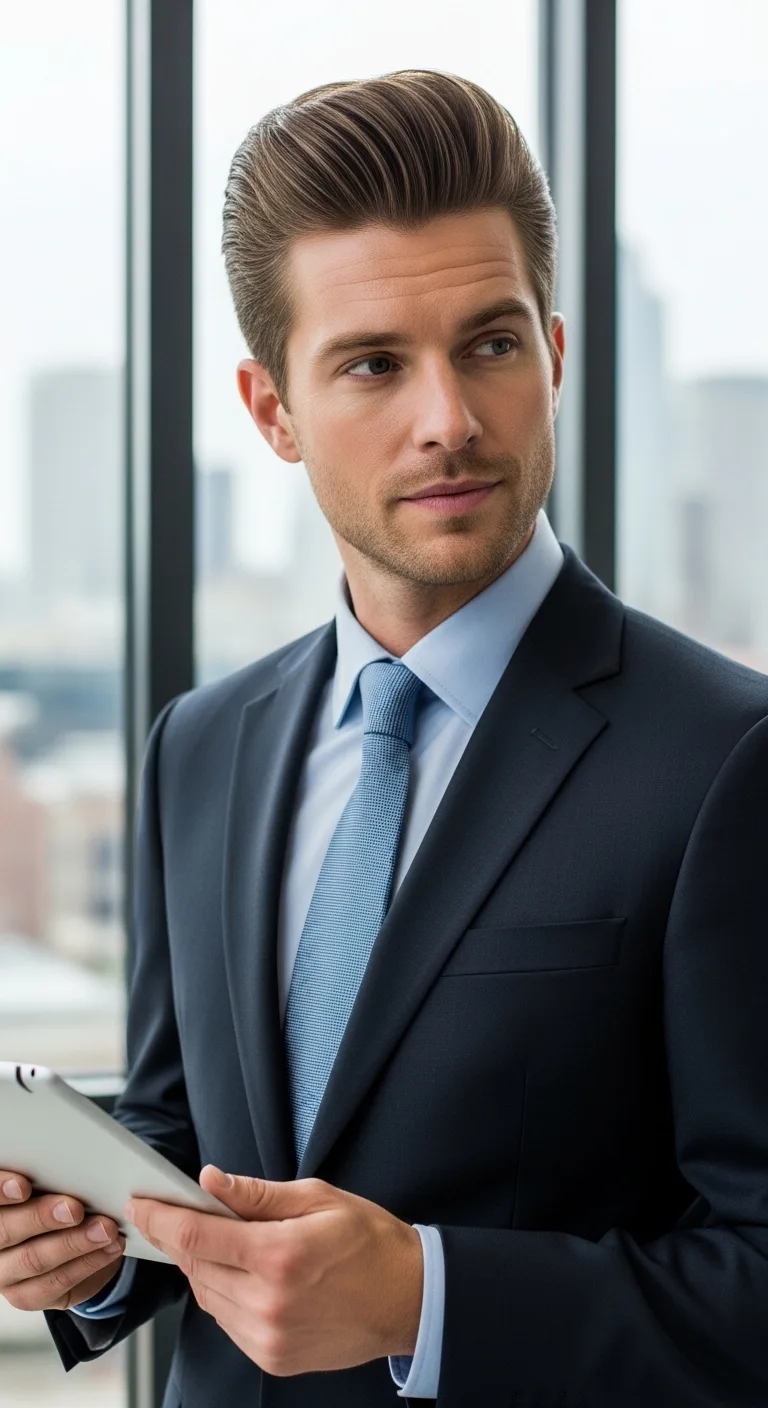 8 Medium Length Hairstyles for Men Ideas That Turn Heads 7 Mid-Length Pompadour With Tapered Edges