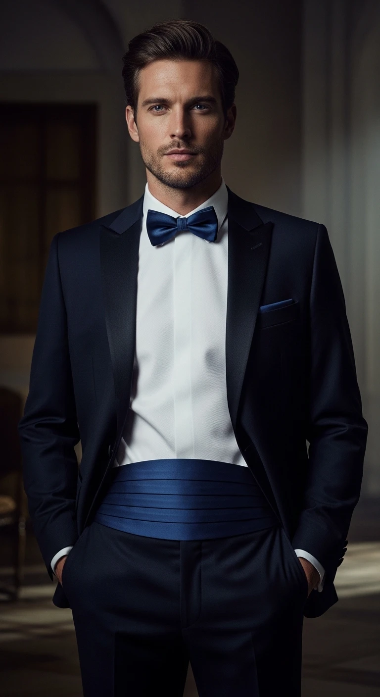 Men’s Cummerbund: 11 Ideas for a Polished Look 7 Midnight Blue Magic: Subtle Color, Major Sophistication