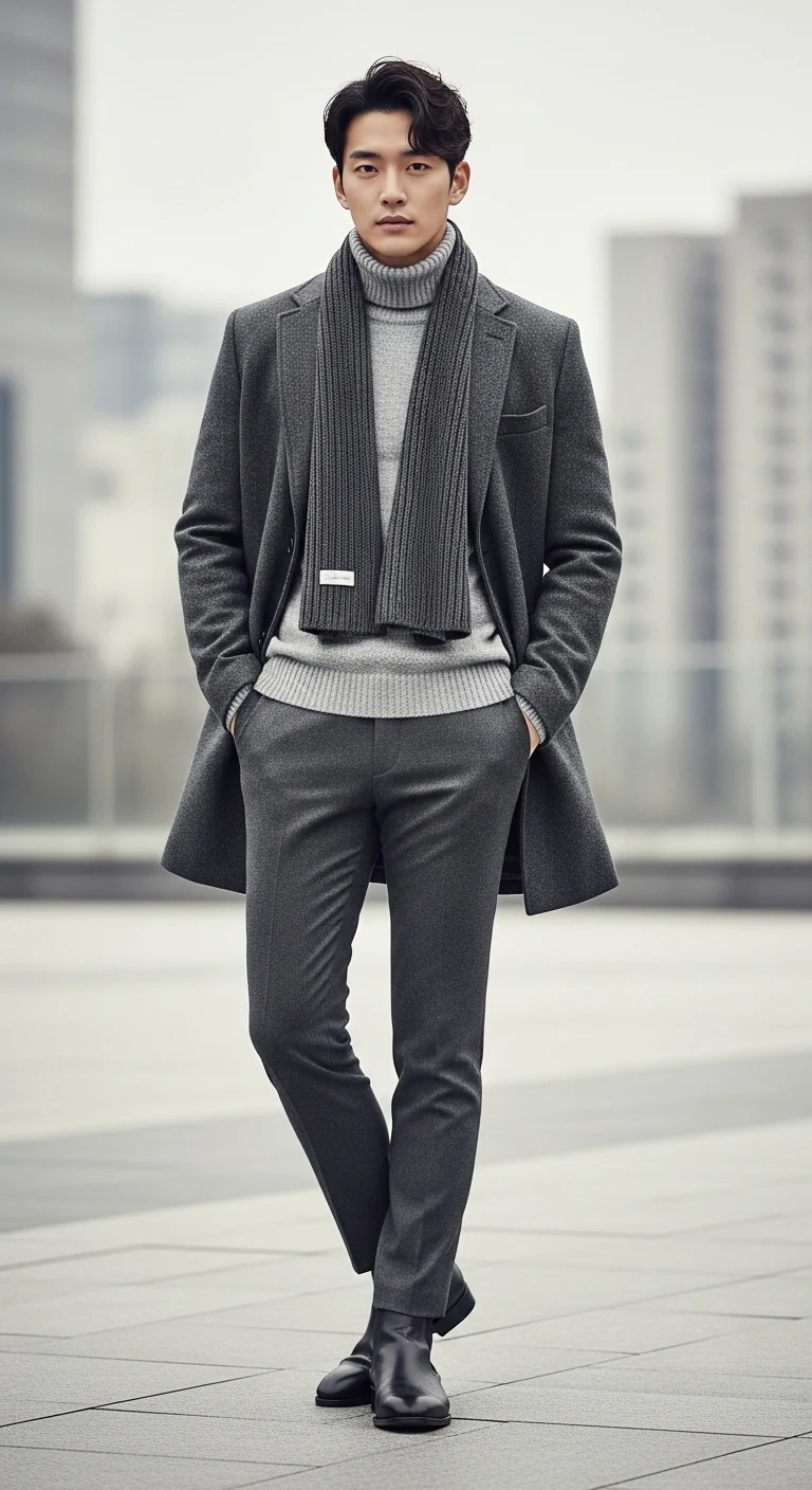 Upgrade Your Style with 12 Korean Smart Casual Men Ideas 6 Monochrome, But Not Boring