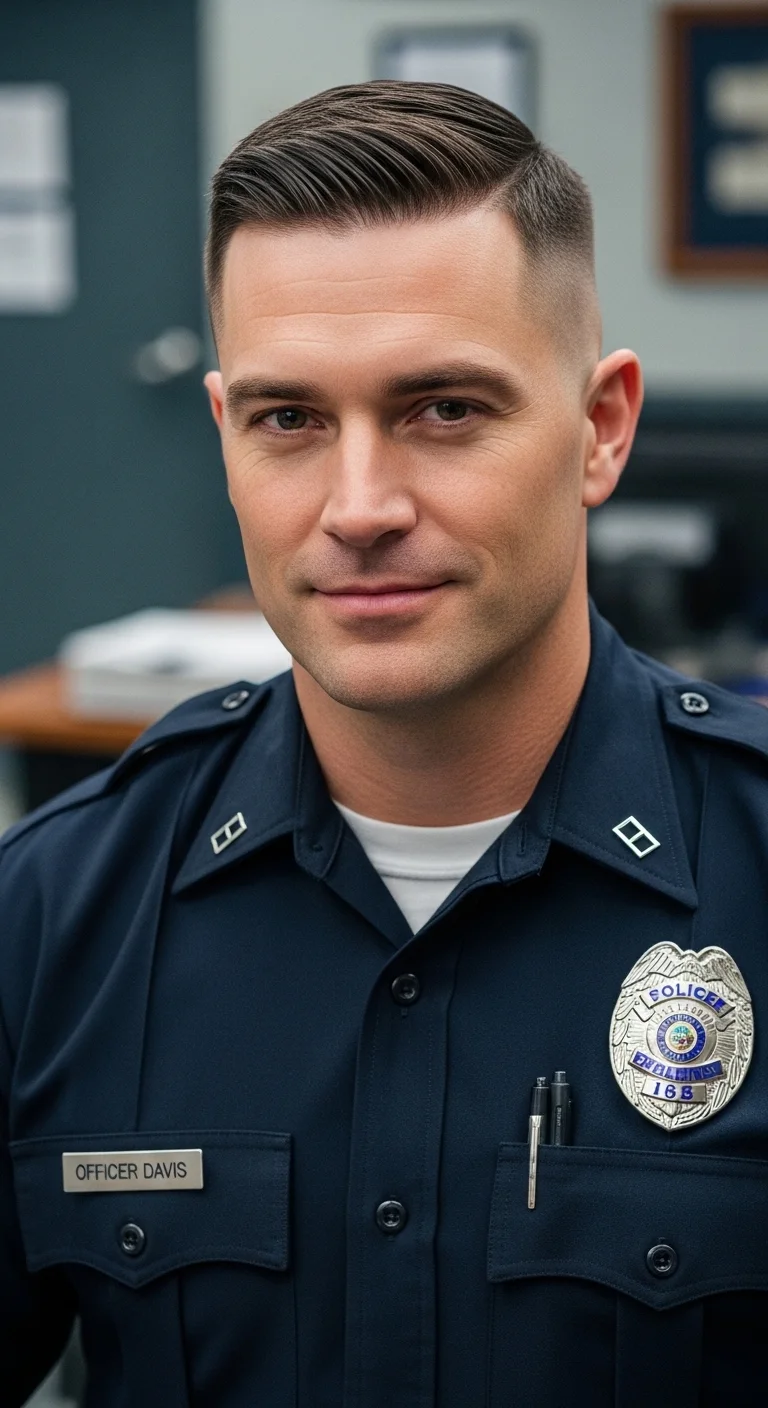 Sharp Cuts: 12 Police Haircut Styles for Men Ideas 5 Regulation Buzz Cut, Upgraded