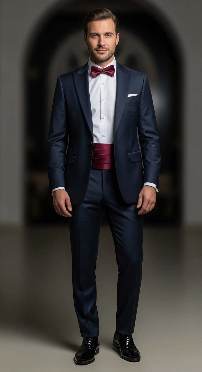 Men’s Cummerbund: 11 Ideas for a Polished Look 12 Textural Mix: Silk Bow, Velvet Bund, Patent Shoes