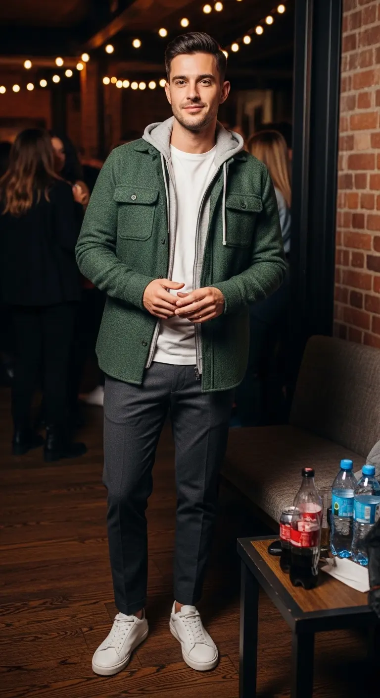 Party Outfits for Men: 8 Ideas That Turn Heads 11 Textured Layers: Overshirt, Hoodie, Tailored Joggers