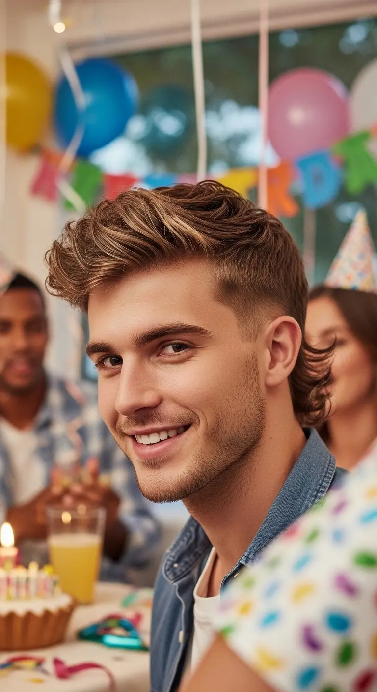 12 Birthday Hairstyle Ideas for Men to Level Up 11 Tousled Medium-Length Mullet