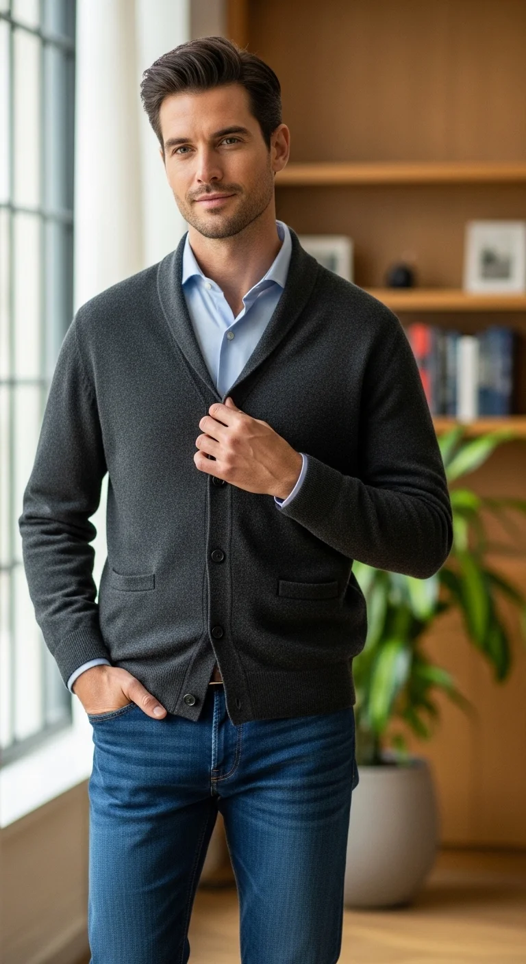 Business Casual Outfits for Men: 9 Ideas That Actually Work 13 Weekend-To-Work Swap: Cardigan + Collared Shirt