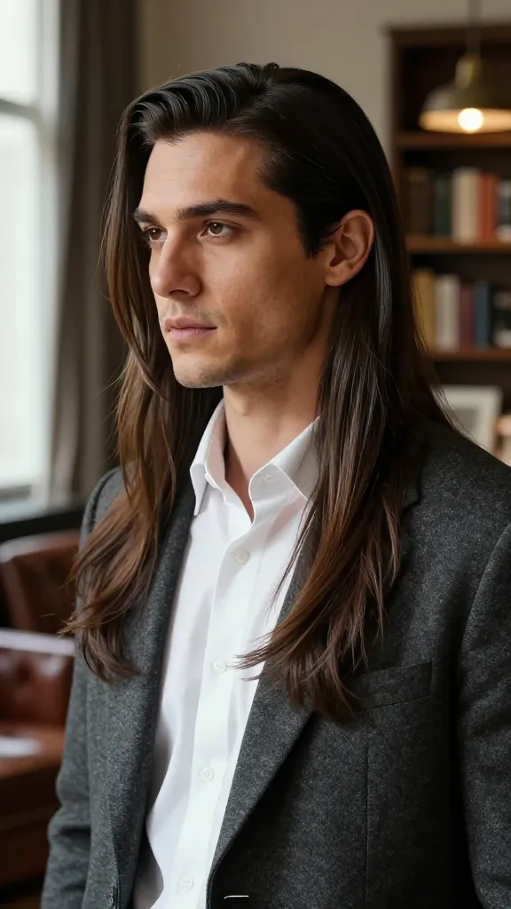 Master 10 Groomed Long Hair Hairstyles Ideas for Men 10 Side-Part With Tucked-Behind-One-Ear Finish