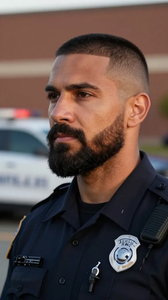 Sharp Cuts: 12 Police Haircut Styles for Men Ideas 14 Buzz Fade With Beard Line Sync