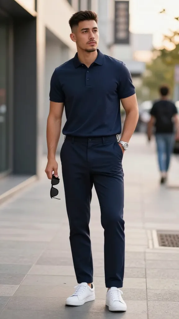 12 Polo Shirts Style Ideas for Men That Look Insanely Sharp 6 Monochrome Magic