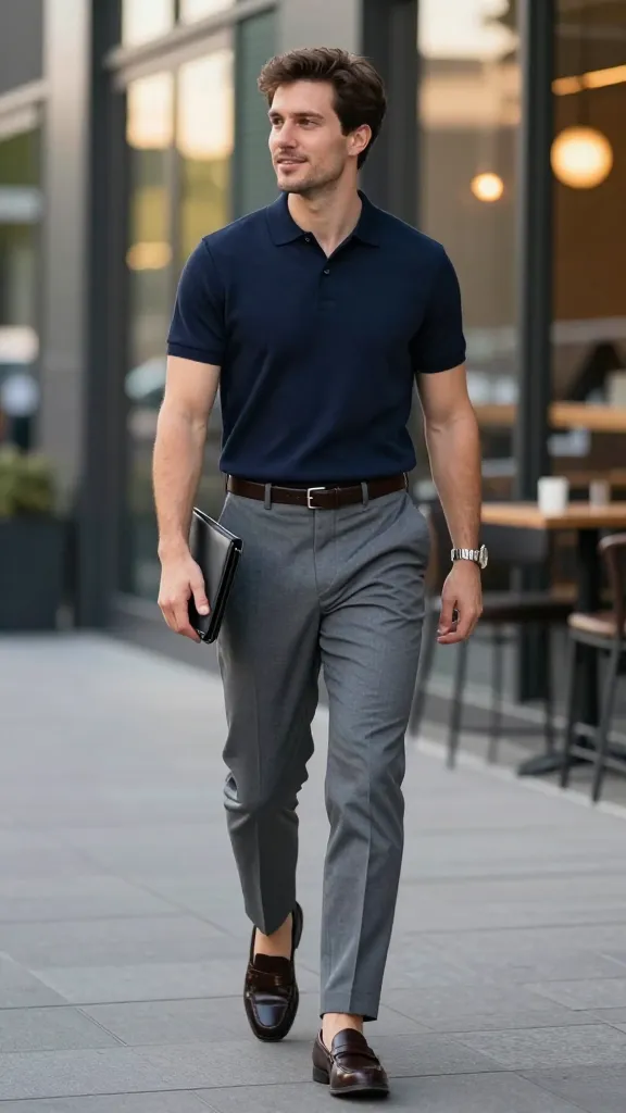 12 Polo Shirts Style Ideas for Men That Look Insanely Sharp 7 Smart-Casual With Tailored Trousers