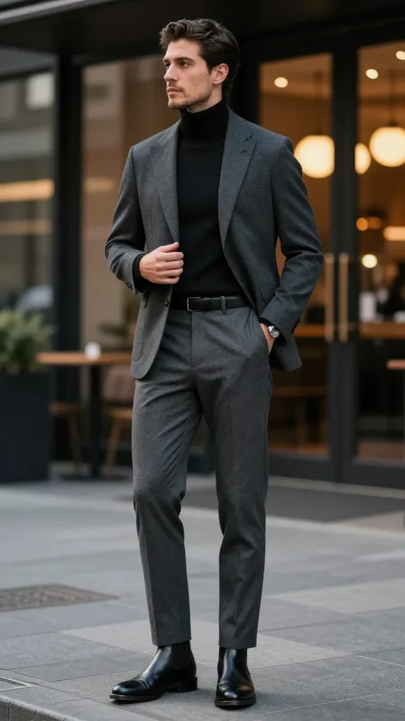 Upgrade Your Style: 10 Blazer Outfits for Men Ideas 10 Business-Casual Power Move: Turtleneck and Blazer