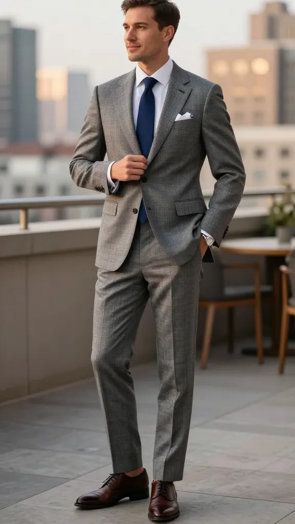 7 Men's Engagement Outfit Ideas for a Sharp Look 11 Pattern-Forward Suit With Quiet Accessories