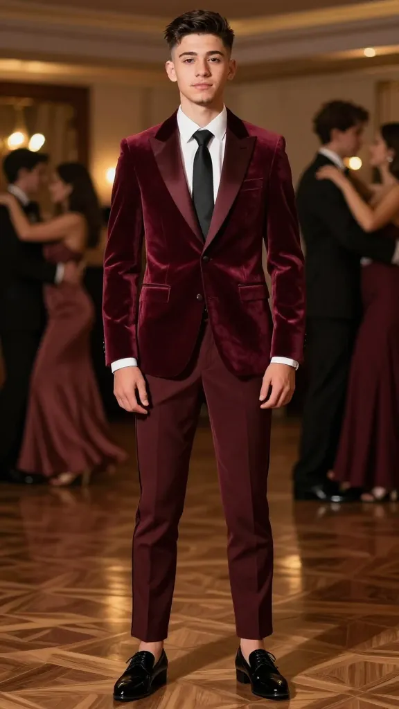 11 Prom Suit for Men That Steal the Show 7 Bold Burgundy Statement