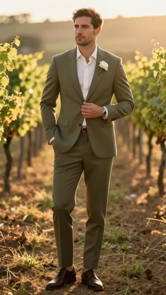 Men’s Wedding Suit: 10 Ideas That Look Iconic in Photos 9 Earth-Toned Elegance: Tan, Olive, and Brown