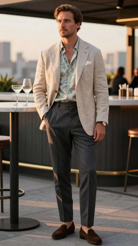 8 Stylish Semi-Formal Outfit Looks for Any Occasion 8 Unstructured Sport Coat Over a Cuban-Collar Shirt