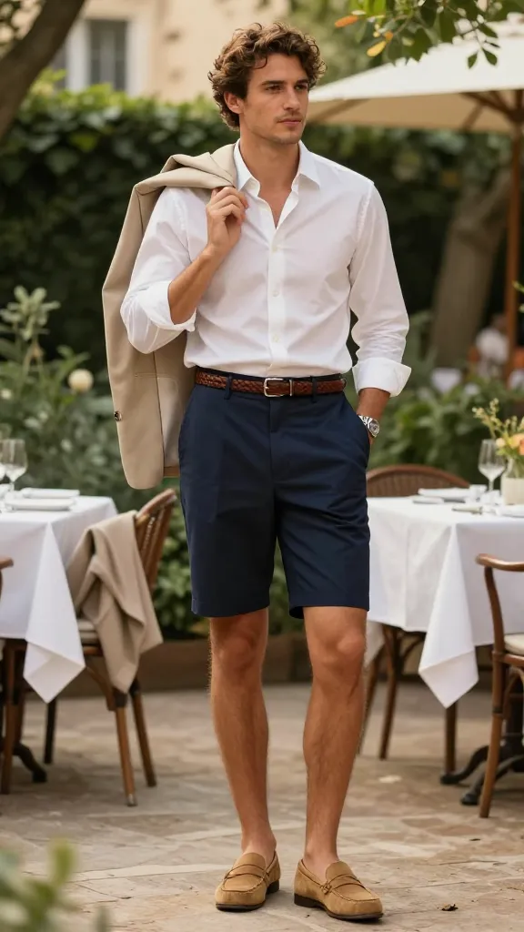 8 Stylish Semi-Formal Outfit Looks for Any Occasion 10 Dress Shirt, Tailored Shorts, And Dressy Shoes