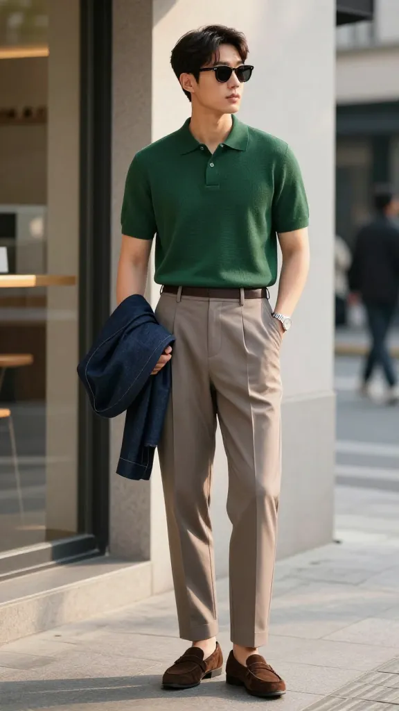 Upgrade Your Style with 12 Korean Smart Casual Men Ideas 7 Knit Polo Upgrade