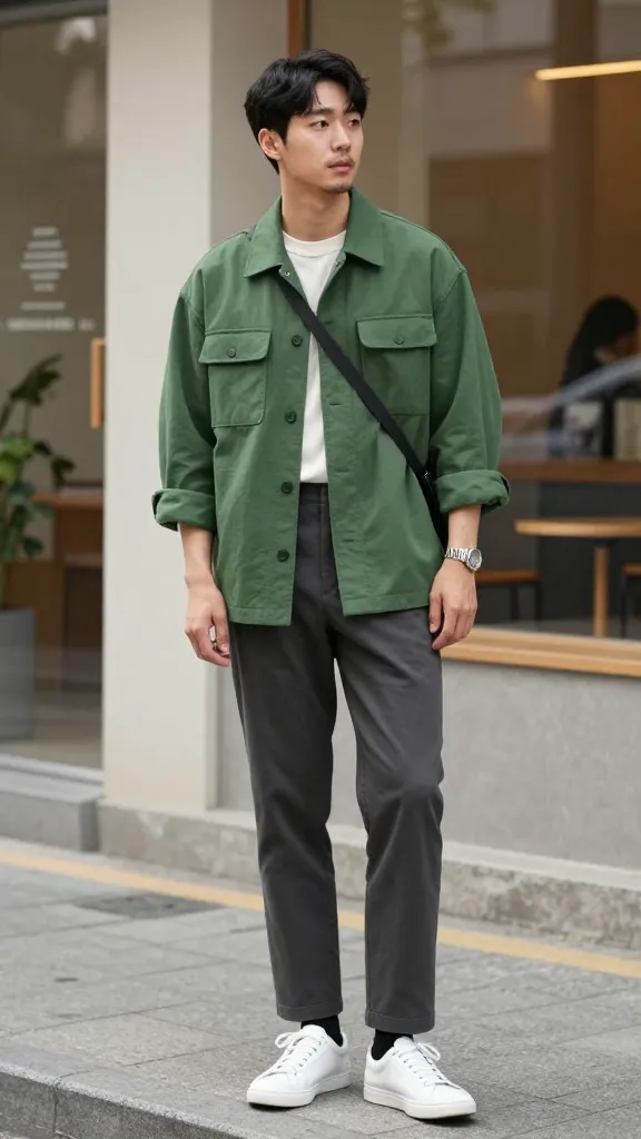 Upgrade Your Style with 12 Korean Smart Casual Men Ideas 8 Boxy Overshirts as Lightweight Jackets