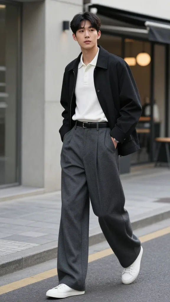 Upgrade Your Style with 12 Korean Smart Casual Men Ideas 9 Wide-Leg Trousers With a Clean Break