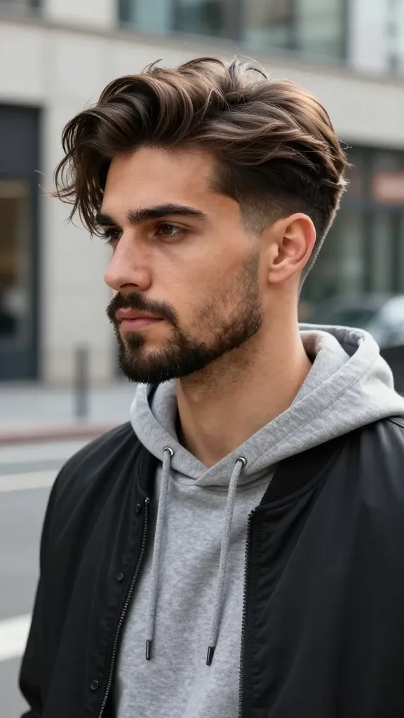 Viral 11 Flow Haircut with Beard Ideas for Men Today 9 Flow With Temple Shaping and a Shadow Beard
