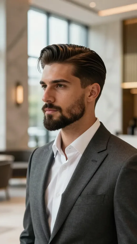 Viral 11 Flow Haircut with Beard Ideas for Men Today 12 Slick-Back Flow With a Short-Boxed Beard