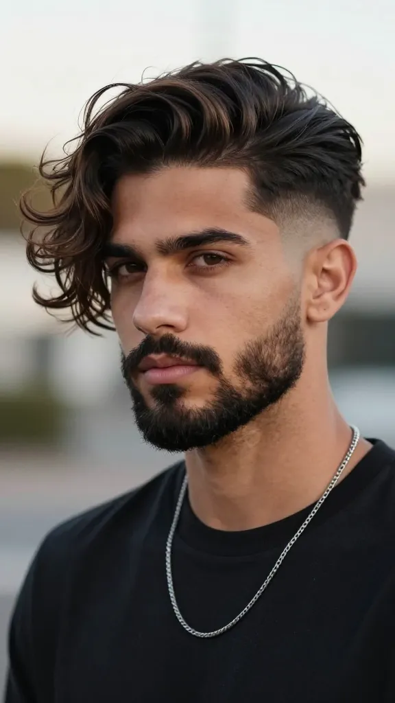 Viral 11 Flow Haircut with Beard Ideas for Men Today 13 Wavy Flow With a Faded Undercut and Sculpted Beard