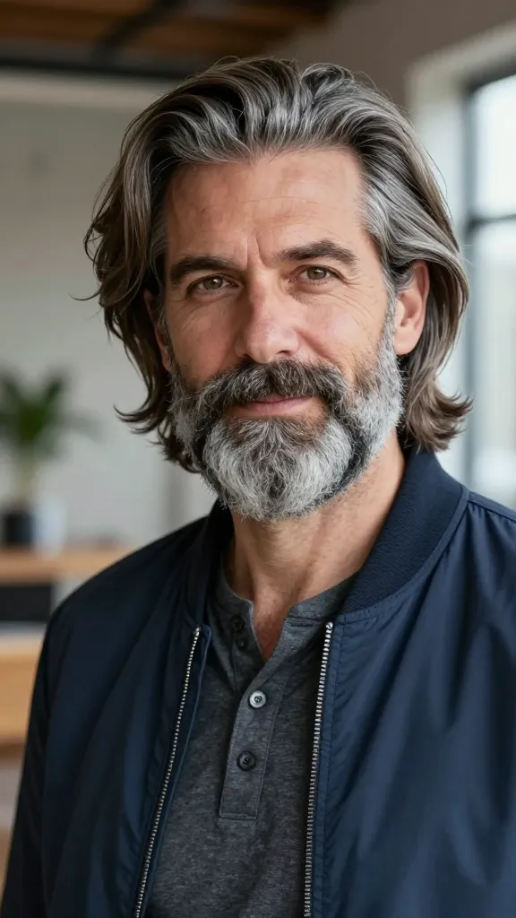 Viral 11 Flow Haircut with Beard Ideas for Men Today 14 Classic Bro Flow With a Salt-and-Pepper Beard