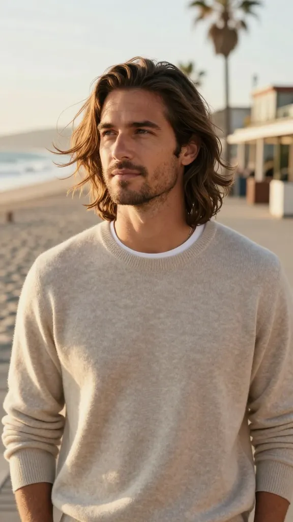 Viral 7 Growing Out Hair Hairstyles Ideas for Men 6 Middle-Part “Bro Flow”