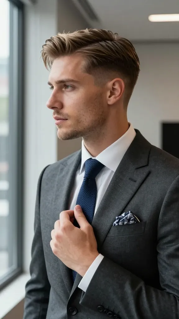 11 Hairstyles with Suits That Look Perfect 7 Taper Fade With Side-Swept Top