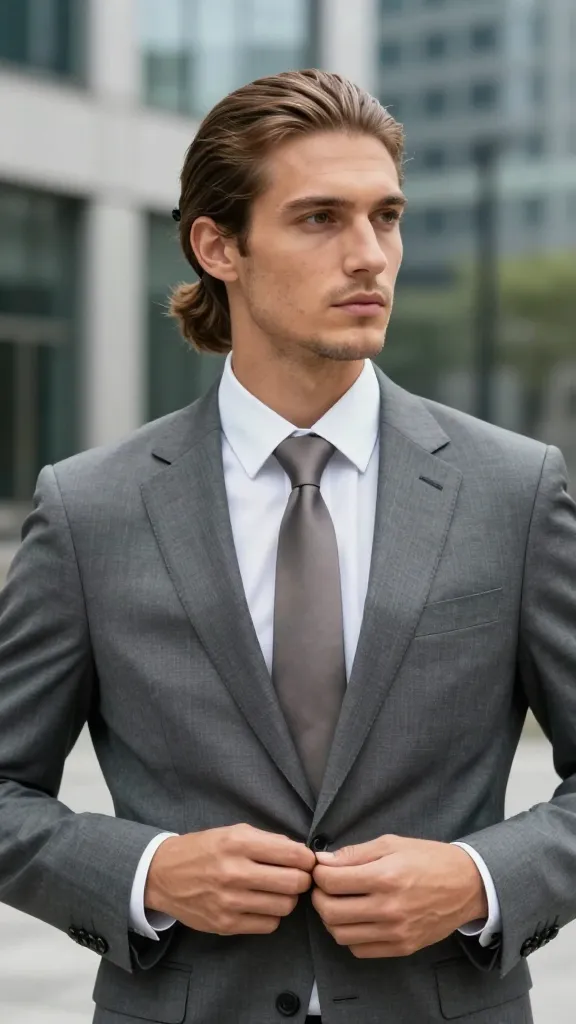 11 Hairstyles with Suits That Look Perfect 12 Long Hair, Tied Low And Clean