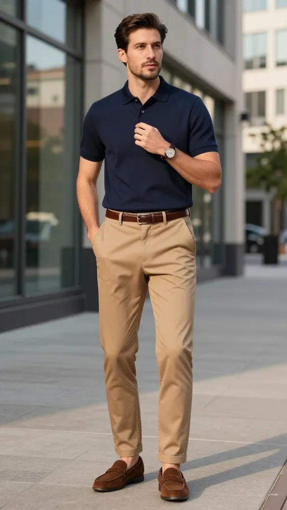 Business Casual Outfits for Men: 9 Ideas That Actually Work 5 Smart Polo + Chinos Combo That Actually Fits
