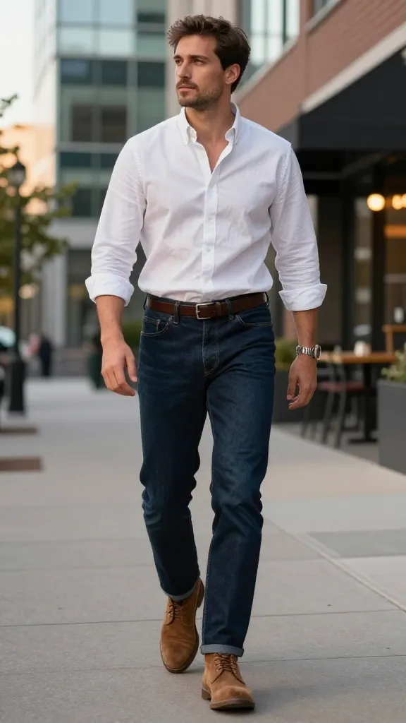 Business Casual Outfits for Men: 9 Ideas That Actually Work 7 Oxford Button-Down + Dark Denim Done Right