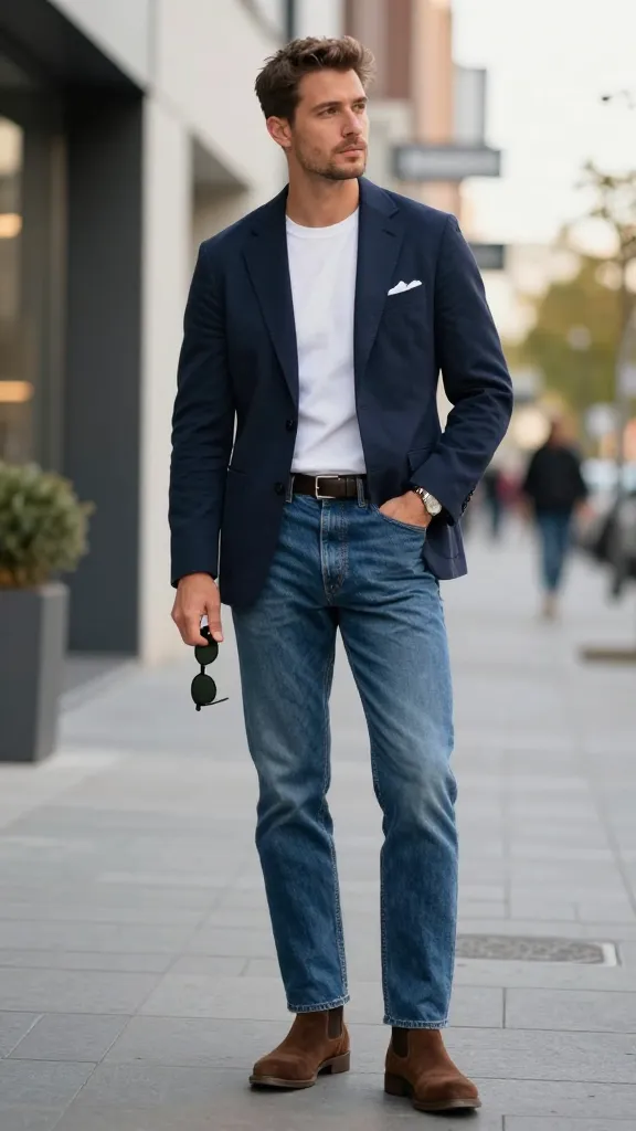 Preppy Outfits for Men: 9 Ideas That Look Effortlessly Sharp 8 Blazer And Denim Power Play