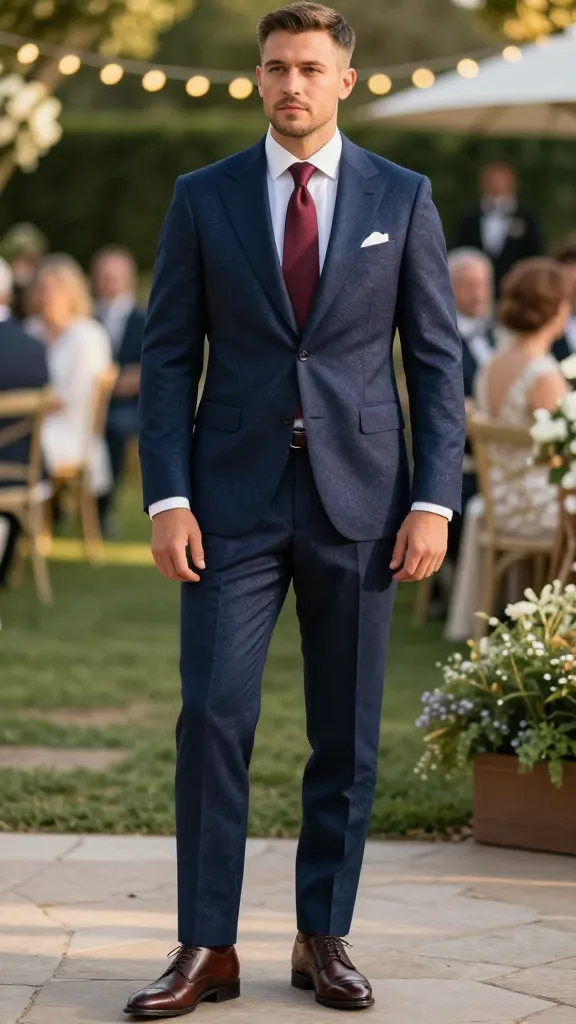 7 Men’s Wedding Attire Ideas You’ll Actually Wear 6 Modern Navy Suit With Subtle Texture