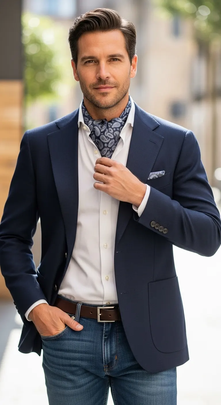 11 Cravats for Men That Elevate Any Outfit 9 Dress Down With Denim And A Blazer