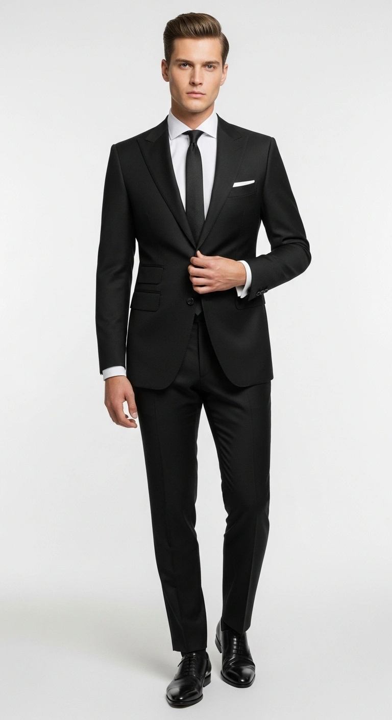 13 Men in Suits Looks That Always Impress 7 Black Suit for Formal Elegance