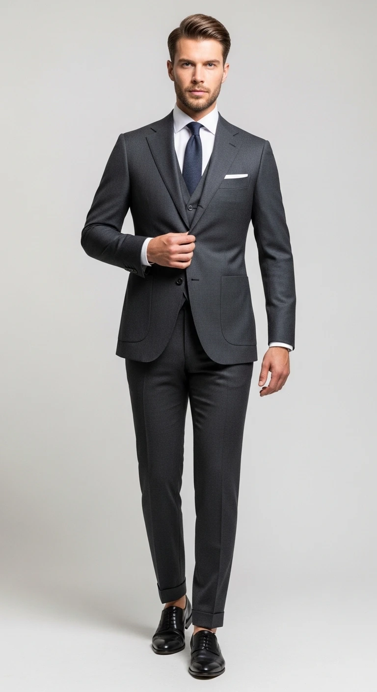 13 Men in Suits Looks That Always Impress 6 Charcoal Suit for Professional Authority