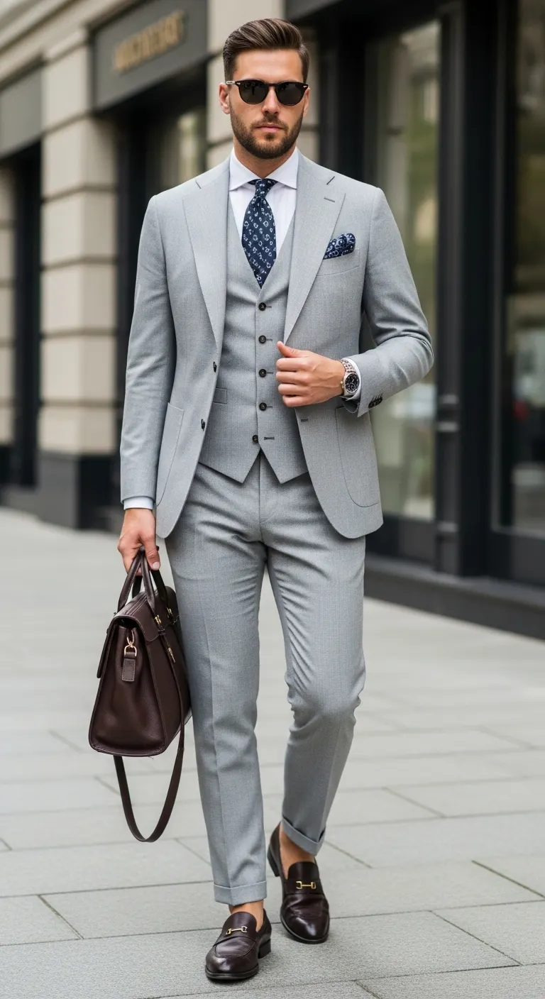 13 Men in Suits Looks That Always Impress 8 Light Grey Suit for Daytime Sophistication