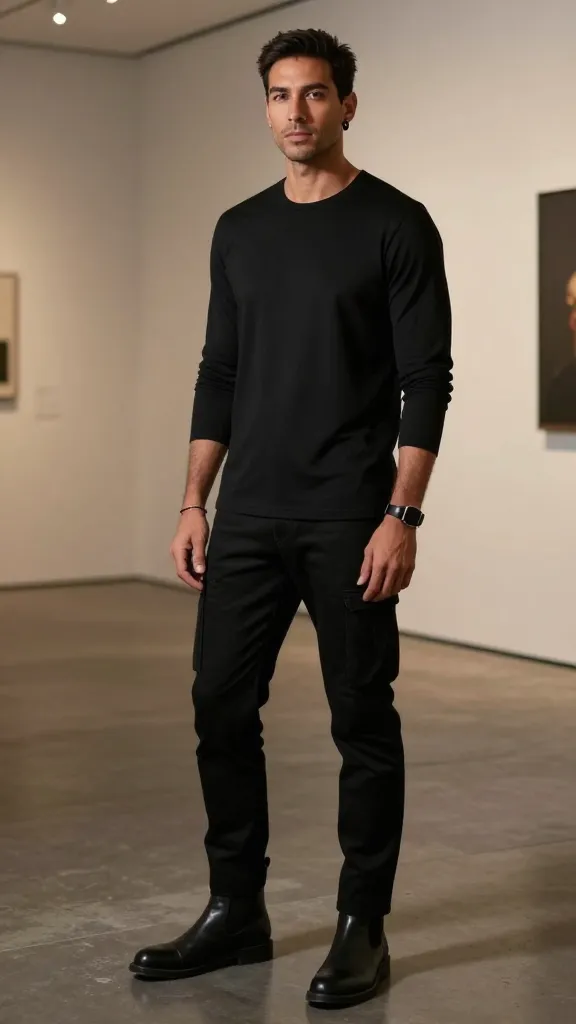 12 Men Ear Piercing: The Look book You Need Now 9 All-Black Mono-Chic With a Jewelry Highlight