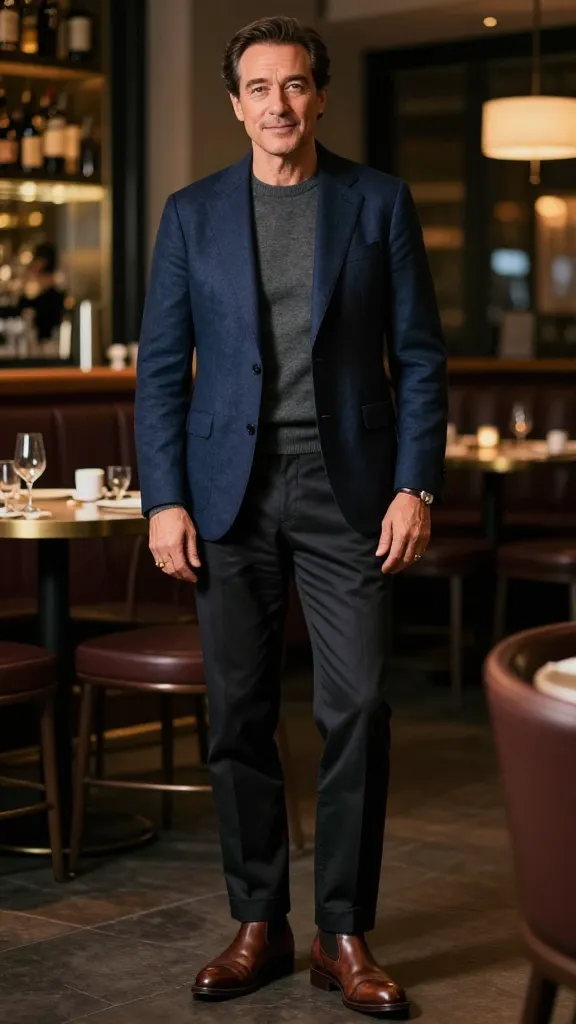 Men 50th Birthday Looks Worth Celebrating 3 The Timeless Gentleman: Navy Blazer Night Out