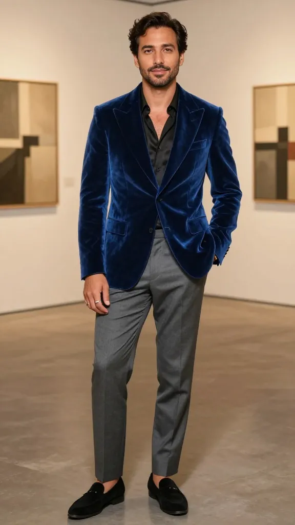 Men's 30th Birthday Outfits That Actually Do the Moment Justice 4 Indigo Velvet Blazer