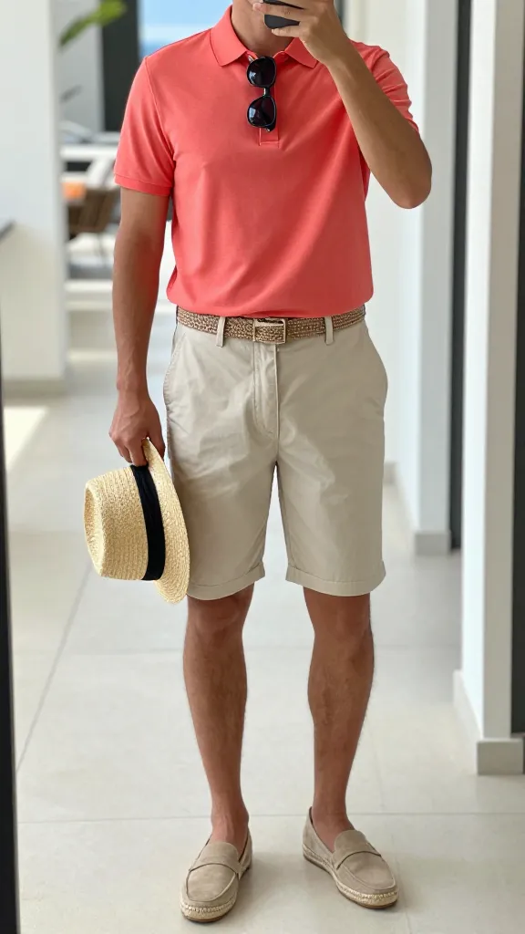 Men Polo Shirts Style for a Clean, Modern Look 7 Bold-Color Polo With Tailored Shorts For Summer Vibes