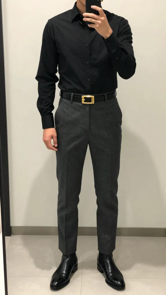 Black Shirts Outfit: 7 Inspiration for Modern Men 2 Minimalist Black Shirt, Bold Accessories Challenge