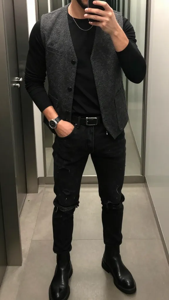 Black Shirts Outfit: 7 Inspiration for Modern Men 8 Layered Black Shirt Outfit For A Modern Street Style Vibe