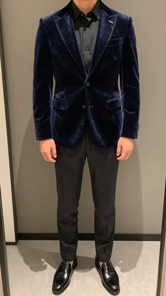 Want to Look Instantly More Sophisticated? Try These Men Formal Outfit Ideas 9 Velvet Touch: Midnight Blue Blazer and Trousers