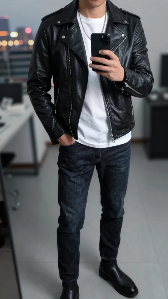 Want to Look 10 Years Younger? Try These Men 60s Fashion Tips 14 Leather Jacket Lean-In