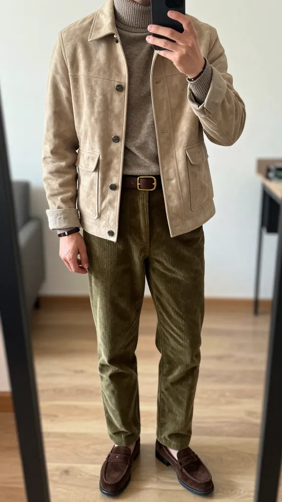 Are These Men 70s Outfits Making a Comeback? 4 Suede Pancake Jacket Ensemble That Feels Like a Warm Hug